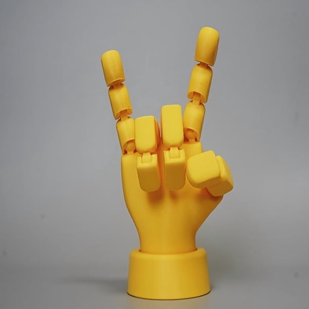 Estatua de mano "Rock On" con pose ajustable y articulaciones móviles - Figura de plástico impresa en 3D, adecuada para decoración de hogar y oficina, regalo de música rock, accesorio de fotografía