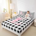 thumbnail image 2 of Manfei Modern Minimalist Checkered Fitted Sheet Queen,Cartoon Alphabet L Bedding,3-Piece,1 Fitted Sheet and 2 Pillowcases, 2 of 6