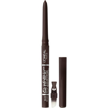 L'Oreal Paris Infallible Never Fail Pencil Eyeliner with Built in Sharpener, Black Brown, 0.008 (Best Eyeliner For Sensitive Eyes In India)