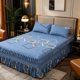 thumbnail image 1 of Falda de cama, falda de cama con volantes y fundas de almohada en conjunto de 3 piezas, sábana elástica, tela de poliéster, lavable a máquina, decoración del dormitorio, 1 of 9