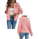 thumbnail image 3 of Cárdigan Corto de Mujer, Suéter de Larga, Estilo Bohemio, Bordado Floral de Ganchillo, Corte Oversize, Prenda Exterior de Punto Abierta Rosa XL, 3 of 9