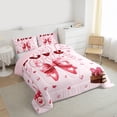 thumbnail image 3 of Feelyou Love Heart Bow-tie Twin Comforter Sets, Princess Pink Fashion Bedding Set, 2pcs, 3 of 8
