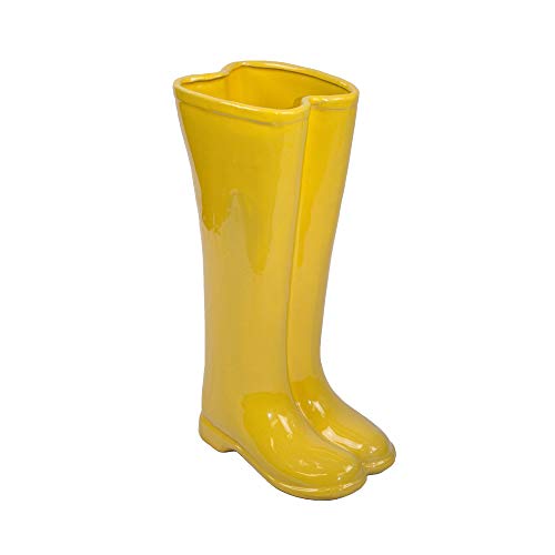 Sagebrook Home 1059401 Ceramic Boots Umbrella Stand Yellow Ceramic 12