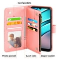 thumbnail image 3 of Compatible with Tracfone BLU View 4 B135DL Wallet Phone Case and Tempered Glass Screen Protector Flower Faux Leather Flip Credit Card Holder Stand Zipper Cell Cover for BLUE View 2 View4 Women Pink, 3 of 8