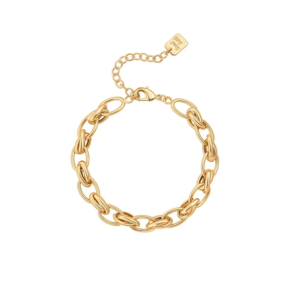 CANEVINKA Dainty 18K Gold Chunky Knotted Chain Bracelet for Women Adjustable Oval Link Bracelet Layered Jewelry