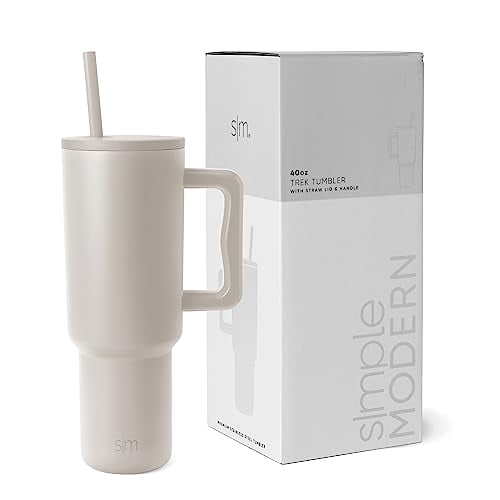 Vaso simple y moderno de 40 oz con asa y tapa de pajita | En Simple Modern NA
