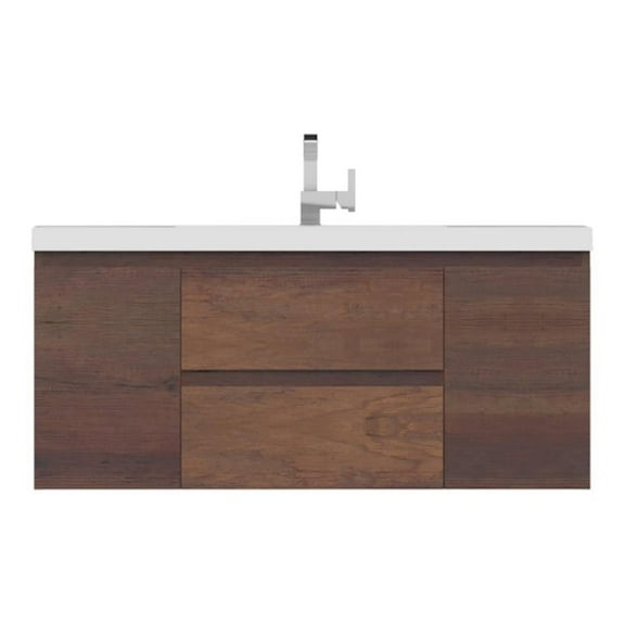 Alya Bath Paterno 48" Modern Wood Wall Mounted Bathroom Vanity in Rosewood Brown