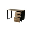 thumbnail image 6 of CRAFTS & COMFORT Milano 47 Inch Home & Office Computer Desk with 3 Detachable Locked Drawers - Cass Walnut / Black, 6 of 7