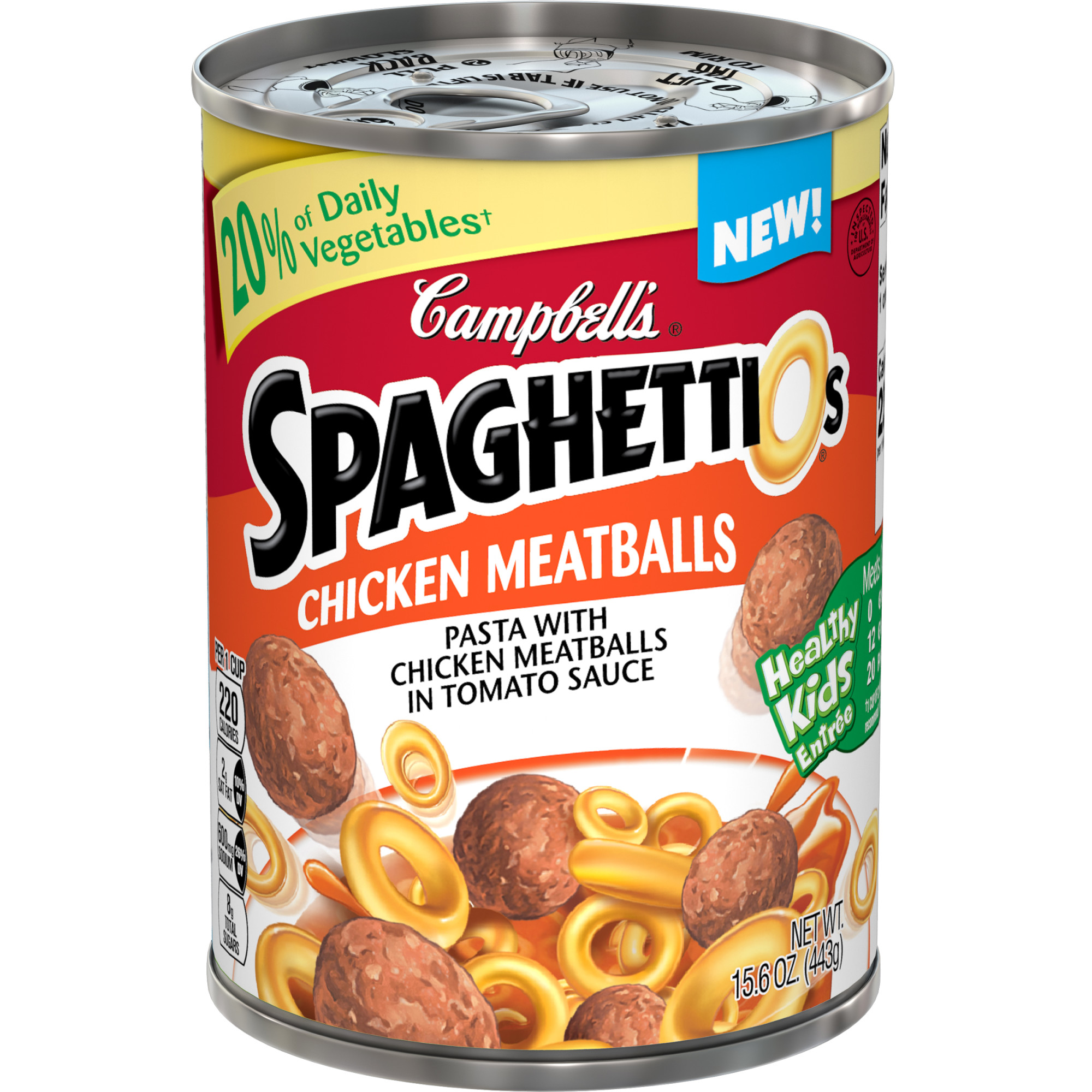 Campbell S Spaghettios Pasta With Chicken Meatballs 15 6 Ounce Can Walmart Com