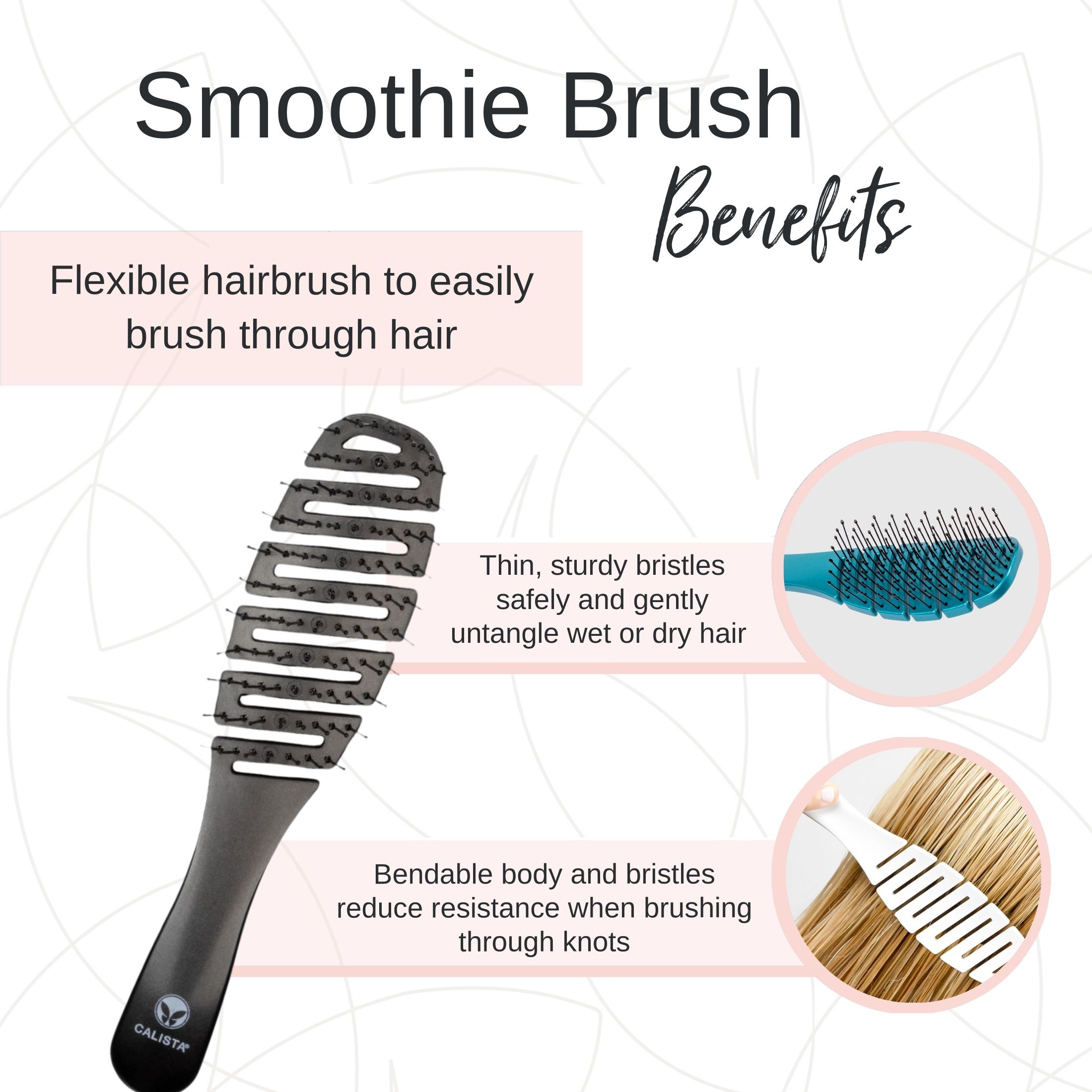 Calista Smoothie Brush, Flex Brush for Dry or Wet Hair, For All Hair Types - White
