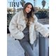 thumbnail image 4 of TRAF Metal Color Sequin Woven Jacket For Women Loose Stand Collar Long Sleeve Coat 2023 Autumn Winter Chic Female Outerwear, 4 of 5