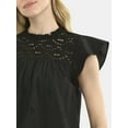 thumbnail image 4 of Time and Tru Women's Eyelet Mini Dress with Flutter Sleeves, Sizes XS-XXXL, 4 of 5