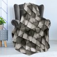 thumbnail image 4 of Modern Soft Flannel Fleece Throw Blanket, Geometrical Design with Grey Ombre Colored Squares Print, Cozy Plush for Indoor and Outdoor Use, 50" x 70", Charcoal Grey White, by Ambesonne, 4 of 5