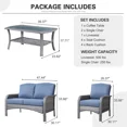 thumbnail image 2 of Vcatnet 4 Pieces Outdoor Conversation Set All Weather Wicker Patio Set Sectional Sofa Furniture with Coffee Table for Garden,Porch,Denim Blue, 2 of 7