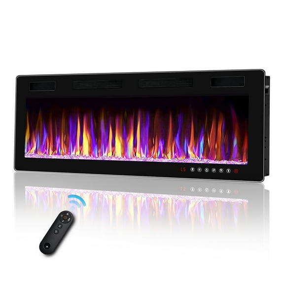 Waleaf 60 inch Ultra-Thin Silence Linear Electric Fireplace Inserts, Recessed Wall Mounted Fireplace, Fit for 2 x 4 and 2 x 6 Stud, Adjustable Flame Color & Speed, Remote Control 8h Timer