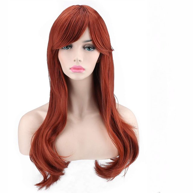 28 70cm Pelucas de moda Peluca de pelo largo ondulado y rizado para cosplay y gorro de peluca (marrón), WZ-1283R