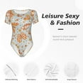 thumbnail image 6 of Balery Retro Floral Butterfly Women's Short Sleevee Crew Neck Bodysuit Tops Short Sleeve Tops Basic-XX-Large, 6 of 9