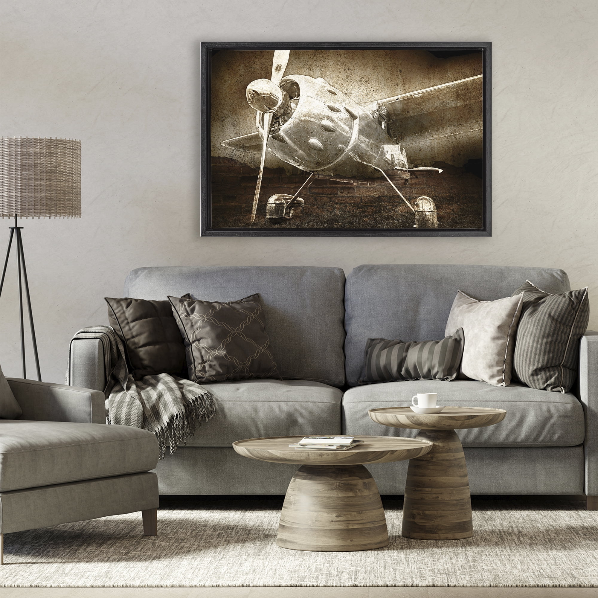 Stupell Industries Taking Flight Vintage Black Framed Floater Canvas Wall Art, design by Kim Allen