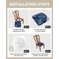 thumbnail image 4 of Navy Blue Marble Chair Seat Covers for Dining Room Stretch Chair Seat Covers Set of 4, Abstract Modern Golden Geometric Chair Seat Protector Cushion Slipcovers for Kitchen Restaurant Office, 4 of 6