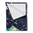 thumbnail image 2 of Night Sky Soft Flannel Fleece Blanket, Lover Owls on Moon Sleeping at Starry Late Time Bedtime Childish Theme, Cozy Plush for Indoor and Outdoor Use, 70" x 90", Indigo and Multicolor, by Ambesonne, 2 of 5