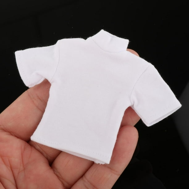 Camiseta 1:12, trajes en miniatura de manga corta, miniropa hecha a mano para muñecas de 6 pulgadas, accesorios para figuras de acción masculinas , Blanco CUTICAT Camiseta de muñeca