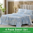 thumbnail image 3 of Gogreen 4PC Deep Pocket Queen Sheet Set Fit 14", 100% Cotton Breathable Super Soft Queen Size Sheet Set, Luxury Hotel Style Home Decor Queen Bed Sheet Set, Gift for Women, Men - Green Leaves, 3 of 12