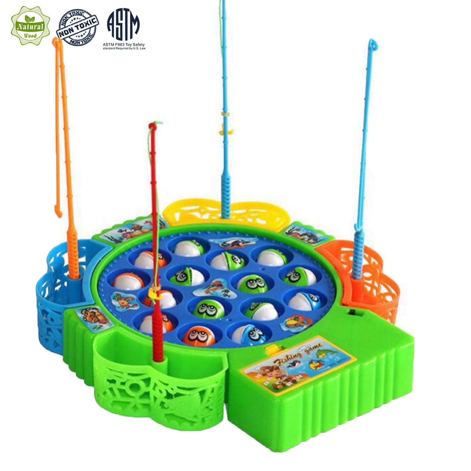 Gone Fishin' Game Ages 4 Catch Fish As Board Rotates 4 Fishing Poles 15 Fish 