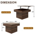 thumbnail image 2 of Blotout Lift Top Coffee Table with LED Lights, Square Coffee Table with Hidden Storage, Adjustable Lift Tabletop, Modern Wood Central Table for Living Room, Brown, 2 of 9