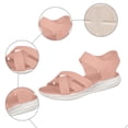 thumbnail image 6 of Rokment Womens Walking Flat Sandals Comfortable Breathable Mesh Memory Foam Platform Wedge Strappy Summer Shoes Pink Size 7, 6 of 8