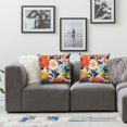 thumbnail image 2 of Acheng Pack of 2 Waterproof Outdoor Colorful Flowers Throw Pillow Covers Decorative Orange Floral Print Pillow Cases for Sofa Couch Square Garden Patio Funiture Bench 24x24in, 2 of 7