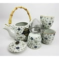 thumbnail image 3 of Atlantic Collectibles Japanese Cherry Blossom 20oz Ceramic Tea Pot and Cups Set Serves 4 People (White Blue Sakura), 3 of 3