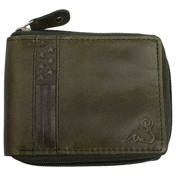 Mens RFID Blocking Wallets Zipper Leather Wallet for Men Bifold RFID Card Holder USA (Tan)