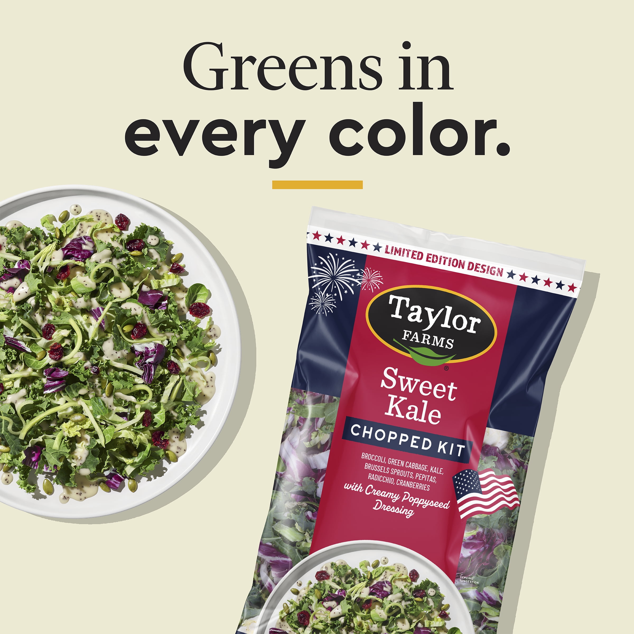 Taylor Farms Sweet Kale Chopped Salad Kit, 12 oz Bag, Fresh