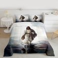 thumbnail image 2 of Homewish Western Christian Bible Bedding Comforter Set for Teens, Lake Ocean Water Twin Comforter Sets, Retro Art Style Reversible Bedding Set, Breathable Home Decor, 2pcs, 2 of 8