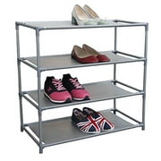 Home Basics 12 Pair Non-Woven Multi-Purpose Stackable Free-Standing Shoe Rack, Grey