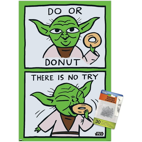 Star Wars: Saga - Yoda Donut Wall Poster with Push Pins