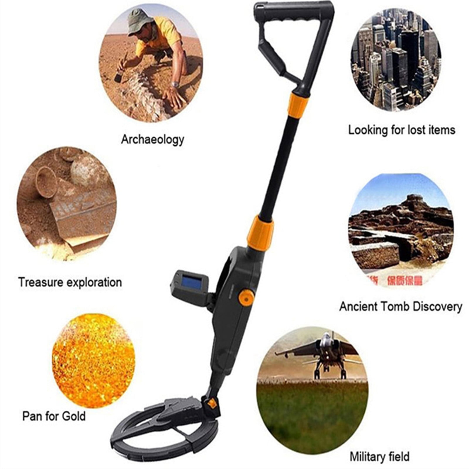 Metal Detector Metal Detector for Adults with Lcd Display Deep 3-Foot Detection Pinpoint Accuracy Beach Treasure Hunting Gear Ground Searching Tool Treasure Hunting