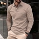 thumbnail image 1 of Blusa y camisa de manga larga con cuello vuelto para hombre, informal, lisa, de manga larga, deportiva, de poliéster, 1 of 6