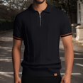 thumbnail image 2 of Mens Polo Shirts Solid Color Business Workl Lapel Knit Short Sleeve Summer Casual Slim Dress Shirts for Men, 2 of 5
