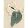 thumbnail image 3 of Hirigin Toddler Baby Boy Fall Winter Outfits Letter Crewneck Sweatshirt Casual Pants 2Pcs Clothes Set, 3 of 9