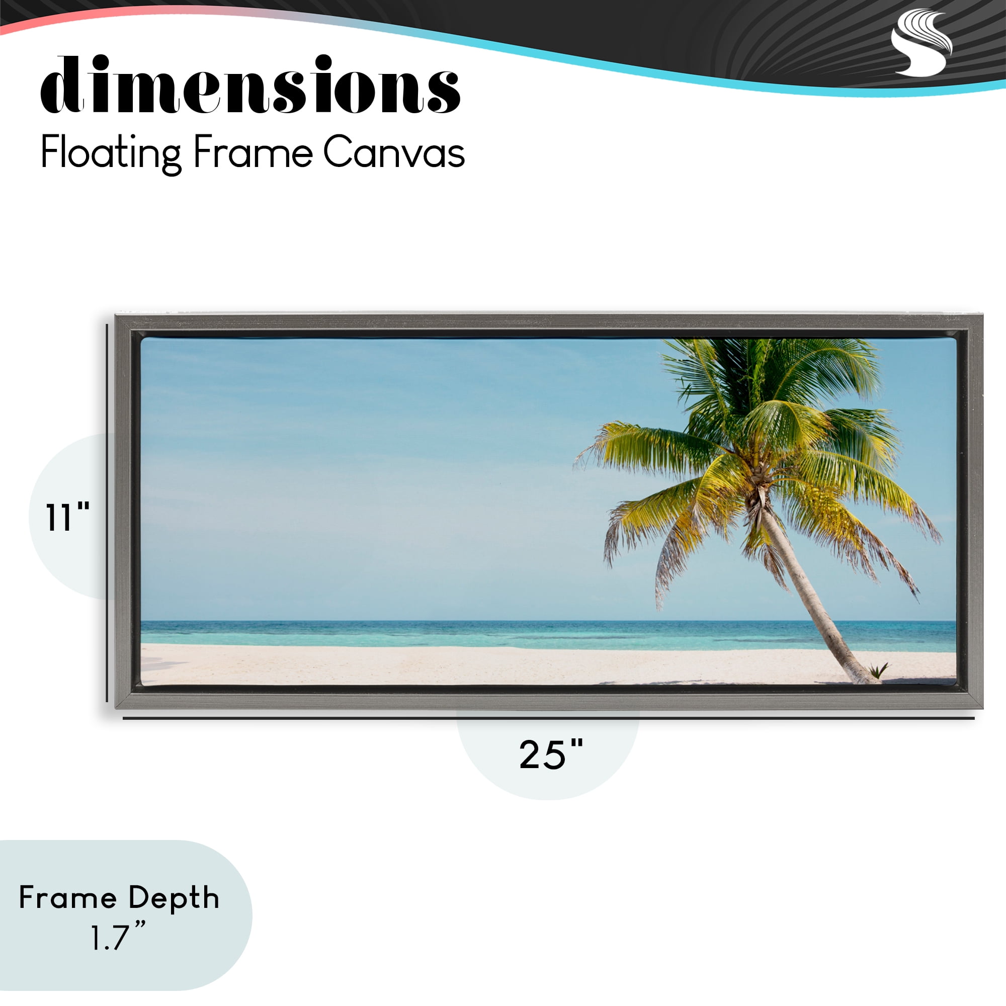 Stupell Industries Tropical Island Palm Tree Gray Framed Floater Canvas Wall Art, design by Danita Delimont