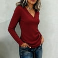 thumbnail image 3 of Going out Tops for Women New V Neck Long Sleeve Shirts for Women with Buttons Casual Fall Outfits Lightweight Tunic Sweaters Fashion Clothes Style B-5 Wine XL, 3 of 9