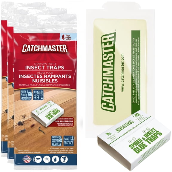 Catchmaster Crawling Pest & Insect Glue Traps 12PK, Insect Traps Indoor Pest Control