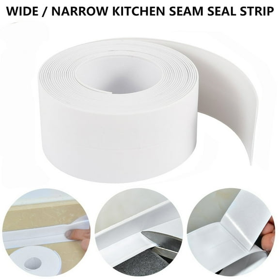 SAYLITA Caulk Strip PE Self Adhesive Tape Sealing Tape Strip Waterproof Wall Sealant Caulking Roll for Bathtub Bathroom Shower Toilet Kitchen and Wall Sealing 10.5 Ft Length