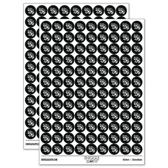 Baby Raccoon Woodland Animal 200 Round Stickers - Black - Gloss Finish - 0.50" Size