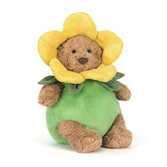 Jellycat Bartholomew Bear Daffodil Plush Toy, 10.2in Spring Limited Edition Stuffed Animal, Soft Cuddly Kids Gift