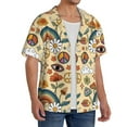 thumbnail image 2 of Balery 70s Hippie Style Camisa Casual de Manga Corta con Botones para Hombre, Texturizada, Estilo Cubano, para Playa, Verano-Medium, 2 of 5