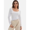 thumbnail image 3 of Womens Long Sleeve Scoop Neck Ribbed Knit Fitted Casual Tops Tee Slim Basic Shirts, 3 of 6