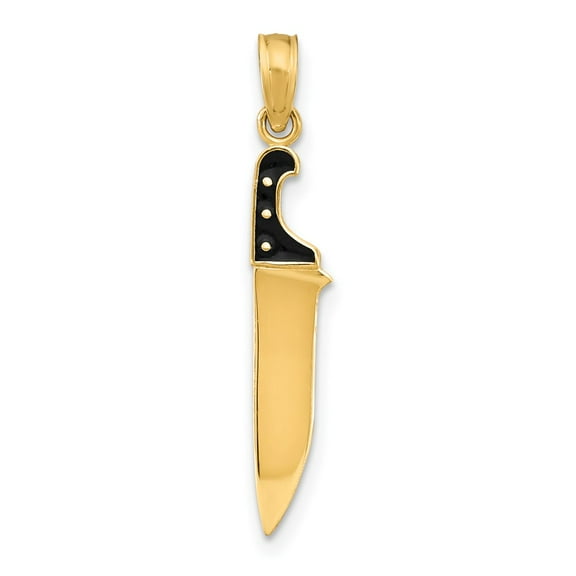 Finest Gold 10K with Black Enamel 3-D Butcher Knife Charm