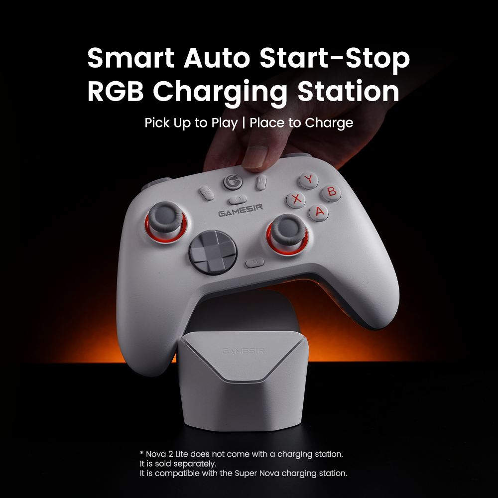 Control Inalámbrico GameSir Nova 2 Lite para PC con Joysticks y Gatillos Hall Effect, Frecuencia de Sondeo 2.4G y Cable 1000Hz, Botones Reasignables - Compatible con PC/Switch/Steam/Android (Blanco Luminoso) 3